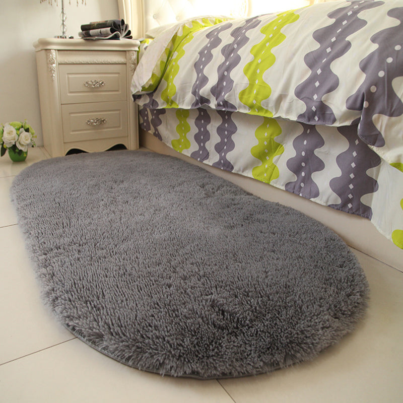 Minimalist Bedroom Rug Multi Colored Plain Rug Shaggy Stain Resistant Machine Washable Non-Slip Rug