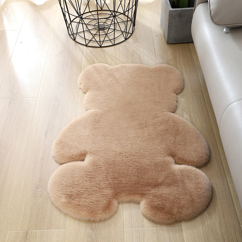 Bear Shaped Plain Rug Multicolor Cartoon Rug Artificial Wool Easy Care Rug for Kids Bedroom