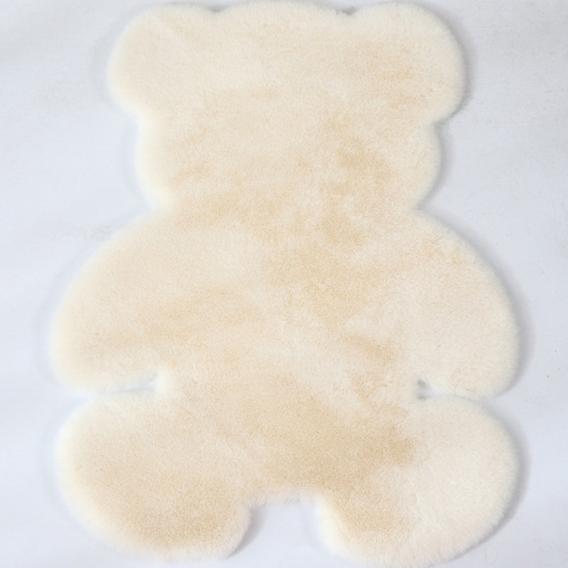 Bear Shaped Plain Rug Multicolor Cartoon Rug Artificial Wool Easy Care Rug for Kids Bedroom