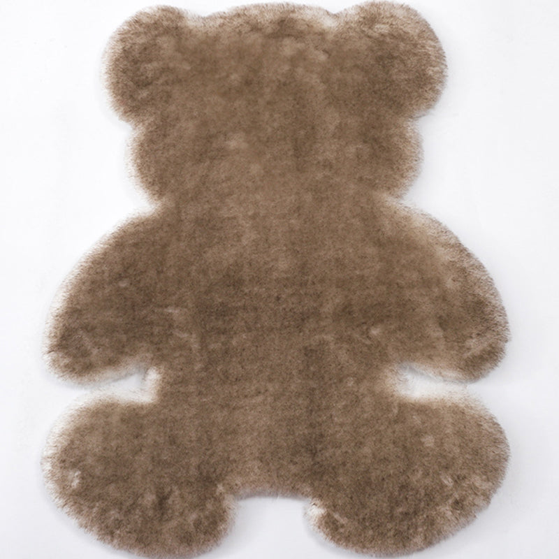 Bear Shaped Plain Rug Multicolor Cartoon Rug Artificial Wool Easy Care Rug for Kids Bedroom