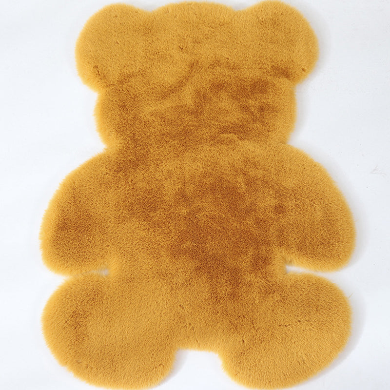 Bear Shaped Plain Rug Multicolor Cartoon Rug Artificial Wool Easy Care Rug for Kids Bedroom