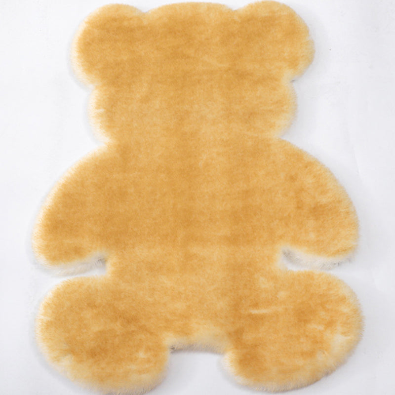 Bear Shaped Plain Rug Multicolor Cartoon Rug Artificial Wool Easy Care Rug for Kids Bedroom