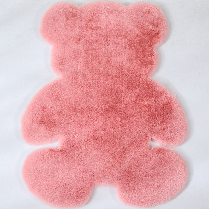 Bear Shaped Plain Rug Multicolor Cartoon Rug Artificial Wool Easy Care Rug for Kids Bedroom