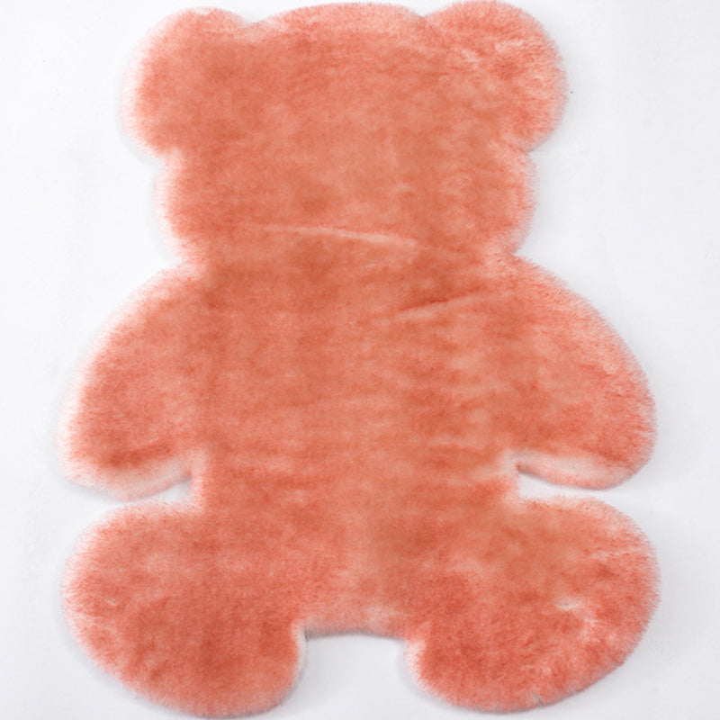 Bear Shaped Plain Rug Multicolor Cartoon Rug Artificial Wool Easy Care Rug for Kids Bedroom