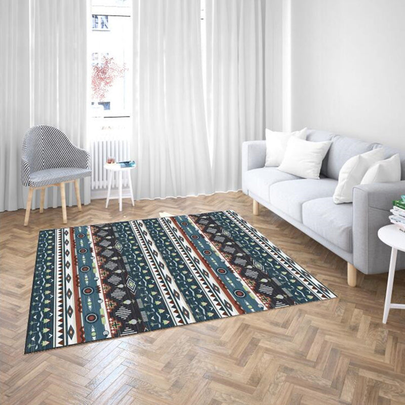 Moroccan Living Room Rug Multi-Color Geometric Print Rug Synthetics Anti-Slip Backing Stain Resistant Pet Friendly Rug
