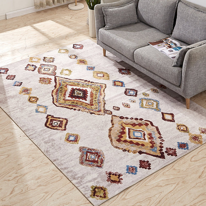 Marokkaner Wohnzimmer Teppich Multi-Farben Geometrischer Druckteppichsynthetik Anti-Rutsch-Backing-Fleckenresistent Haustierfreundlicher Teppich