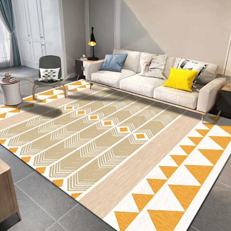 Moroccan Living Room Rug Multi-Color Geometric Print Rug Synthetics Anti-Slip Backing Stain Resistant Pet Friendly Rug