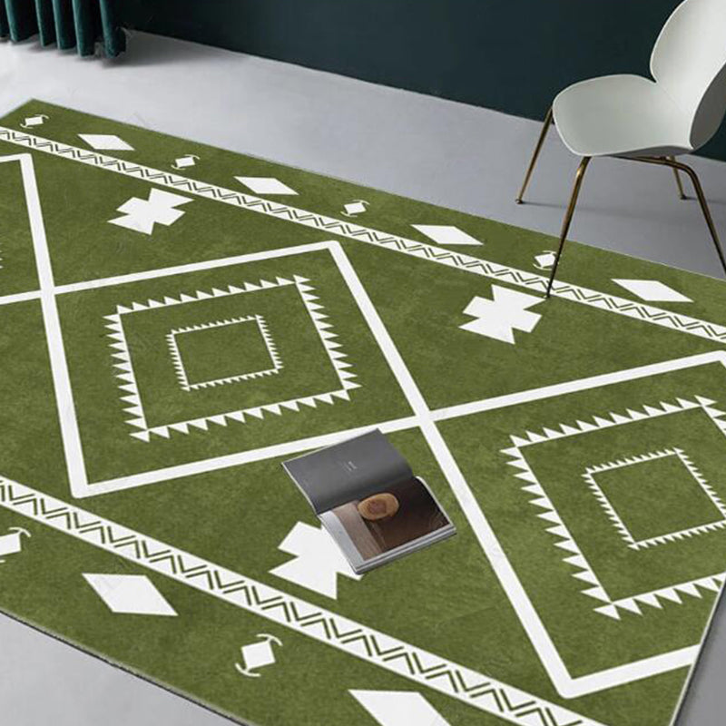 Retro Indian Style Rug Multi Color Geometric Carpet Pet Friendly Anti-Slip Tacle résistant aux taches pour la décoration domestique