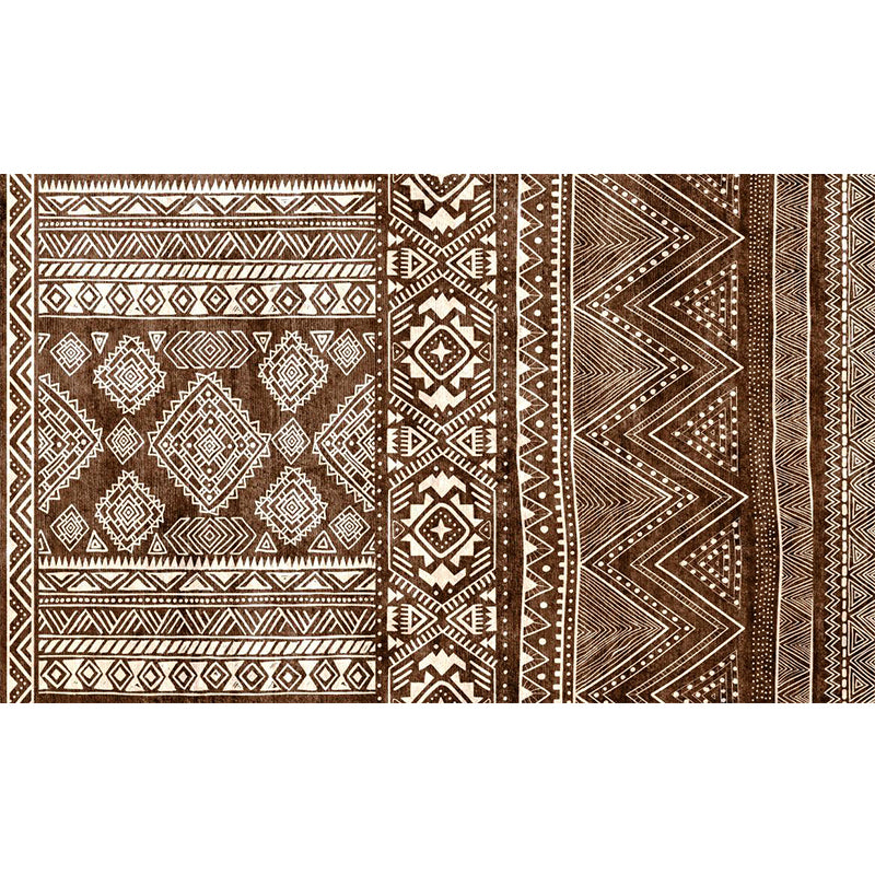 Retro Indian Style Rug Multi Color Geometric Carpet Pet Friendly Anti-Slip Stain Resistant Rug for Home Decoration