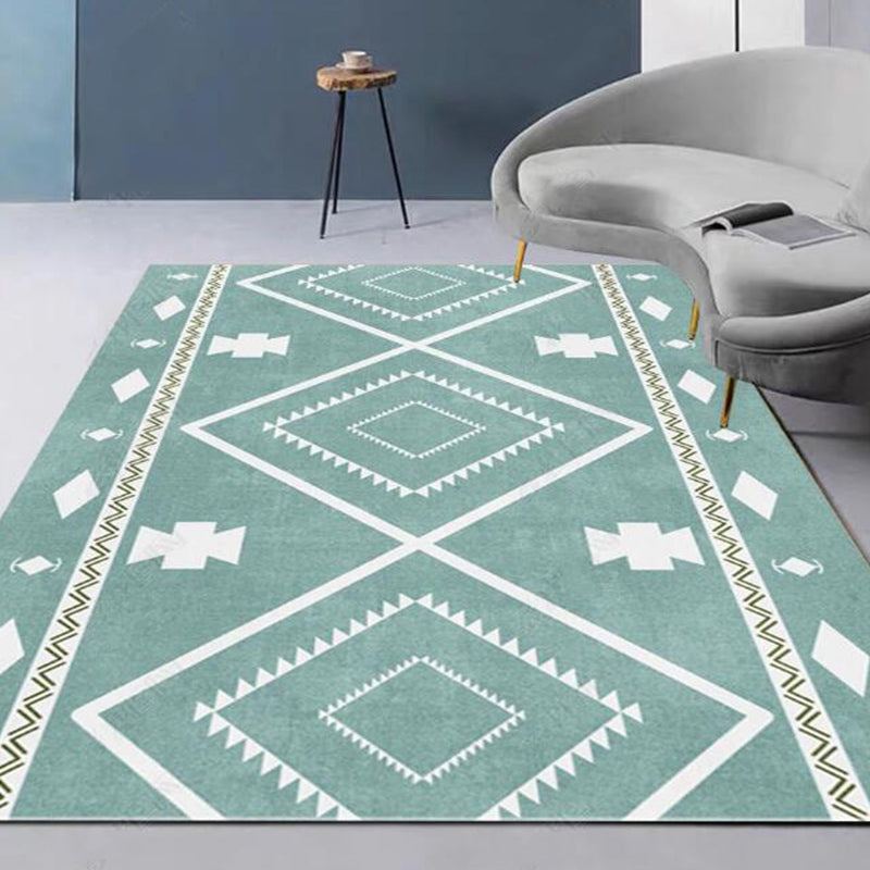 Retro Indian Style Rug Multi Color Geometric Carpet Pet Friendly Anti-Slip Tacle résistant aux taches pour la décoration domestique