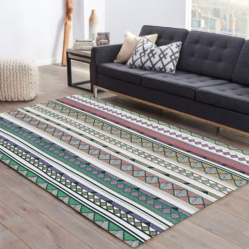 Southwestern Tribal Print Rug Multi Colored Polypropylene Rug Anti-Slip Pet Friendly Washable Rug for Family Room