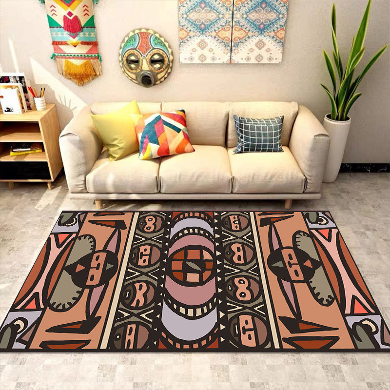 Tapis à imprimé tribal du sud-ouest tapis en polypropylène multicolore tapis lavable antidérapant pour animaux de compagnie pour salle familiale