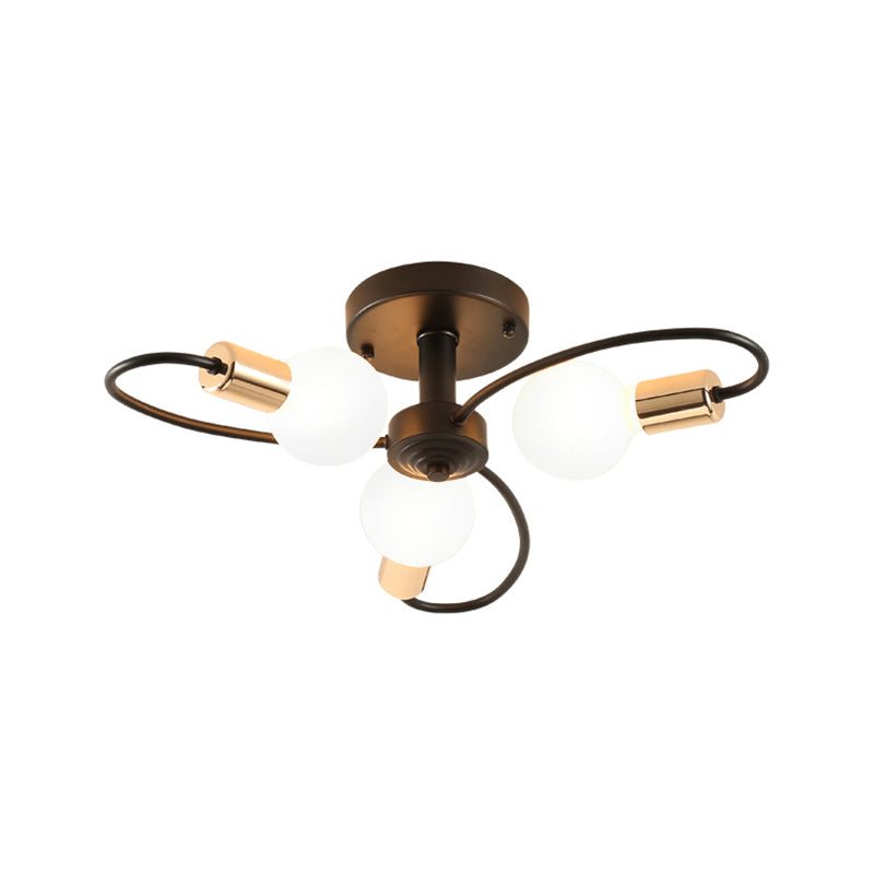 3/6/8 Lichter Metall Semi Flush Licht traditionelle schwarze exponierte Zwiebel -Lampen -Wohnzimmerdecke Beleuchtung