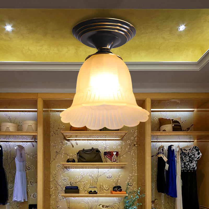 Lampada da incasso svasata per soggiorno, classica, in vetro smerigliato, 1 luce, illuminazione a soffitto beige