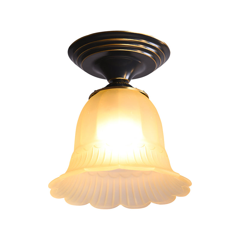 Lampada da incasso svasata per soggiorno, classica, in vetro smerigliato, 1 luce, illuminazione a soffitto beige