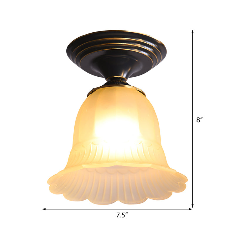 Lampada da incasso svasata per soggiorno, classica, in vetro smerigliato, 1 luce, illuminazione a soffitto beige