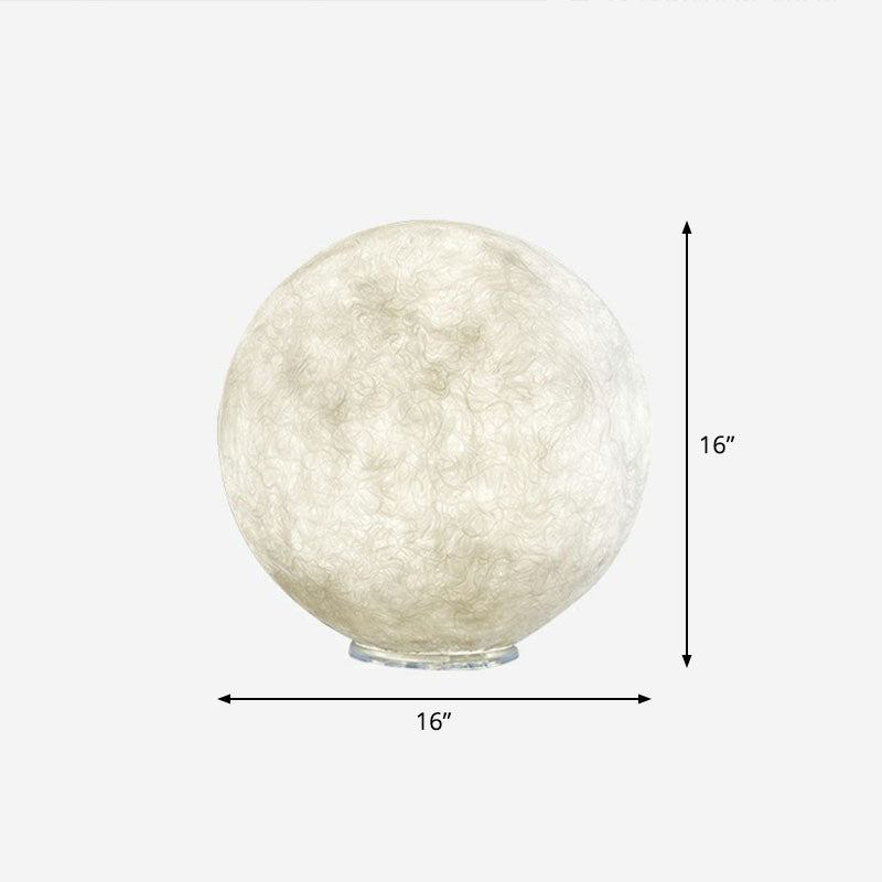 Simplicity Moon Sphere Nightstand Lamp Plastic 1-Light Bedroom Table Light in White