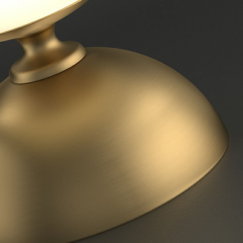 Simple Spherical Small Night Light Glass Single Bedroom Table Lamp with Gold Finish Base