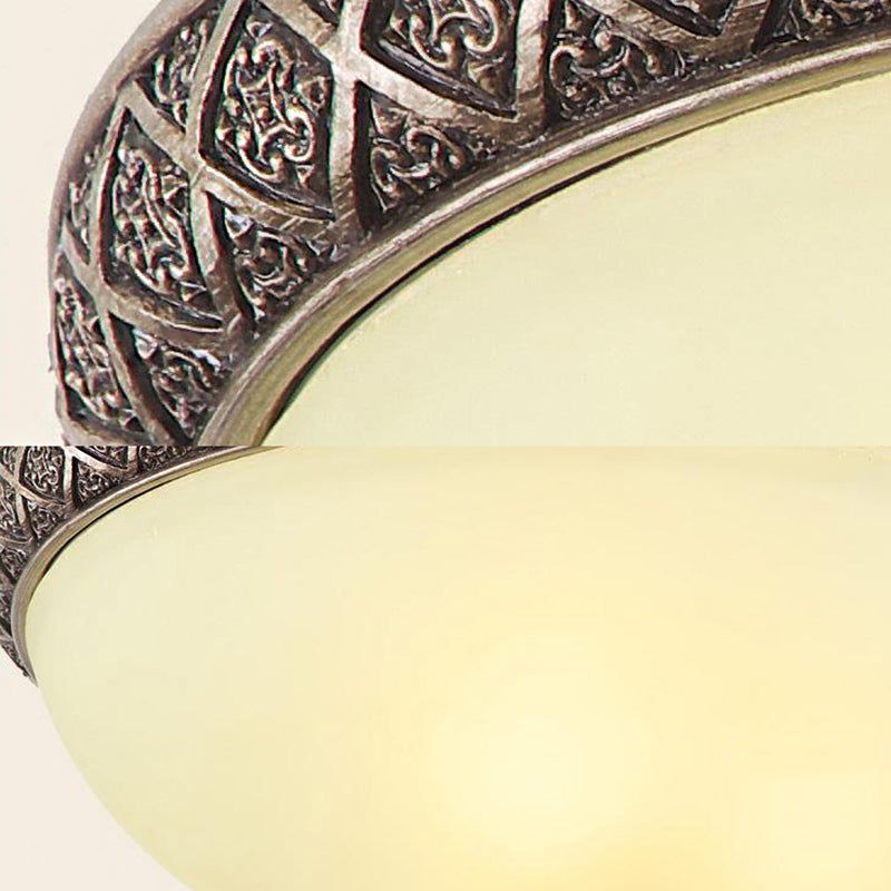 Lampe encastrée en verre givré Bowl, éclairage de plafond classique à 5 lumières pour salon, marron