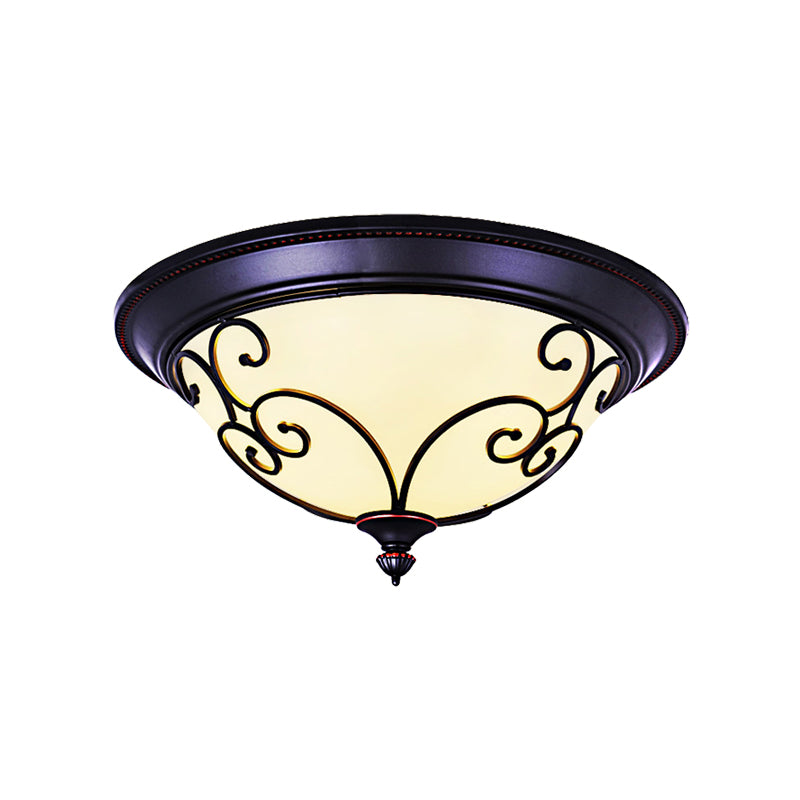 Lampada da incasso per camera da letto a forma di ciotola Lampada da soffitto classica a LED in vetro smerigliato bianco con luce calda/bianca, larghezza 12,5"/19,5"