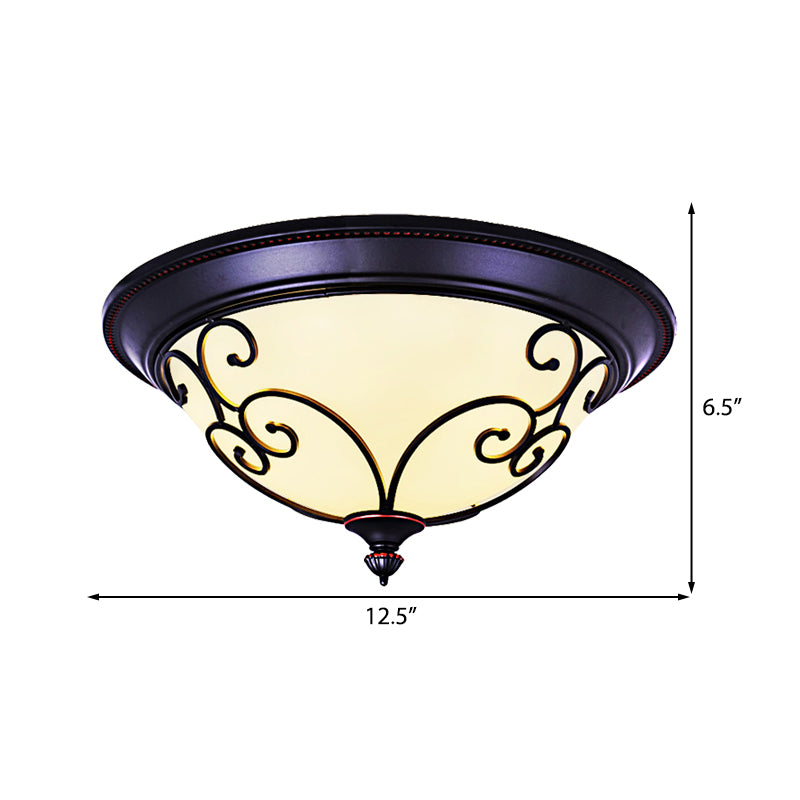 Bowl Bedroom Flush Mount Lamp Classic Frosted Glass LED White Ceiling Lighting in Warm/White Light, 12.5"/19.5" Wide