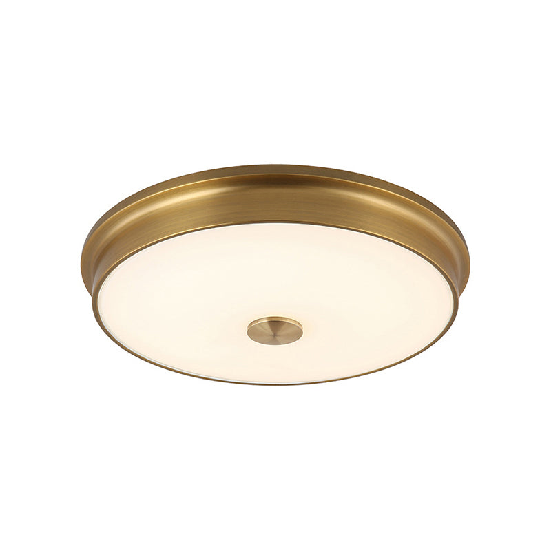 Illuminazione a LED per montaggio a incasso a tamburo Tradizionale apparecchio da soffitto in vetro bianco per soggiorno con luce calda/bianca, 10"/12,5"/16,5" W