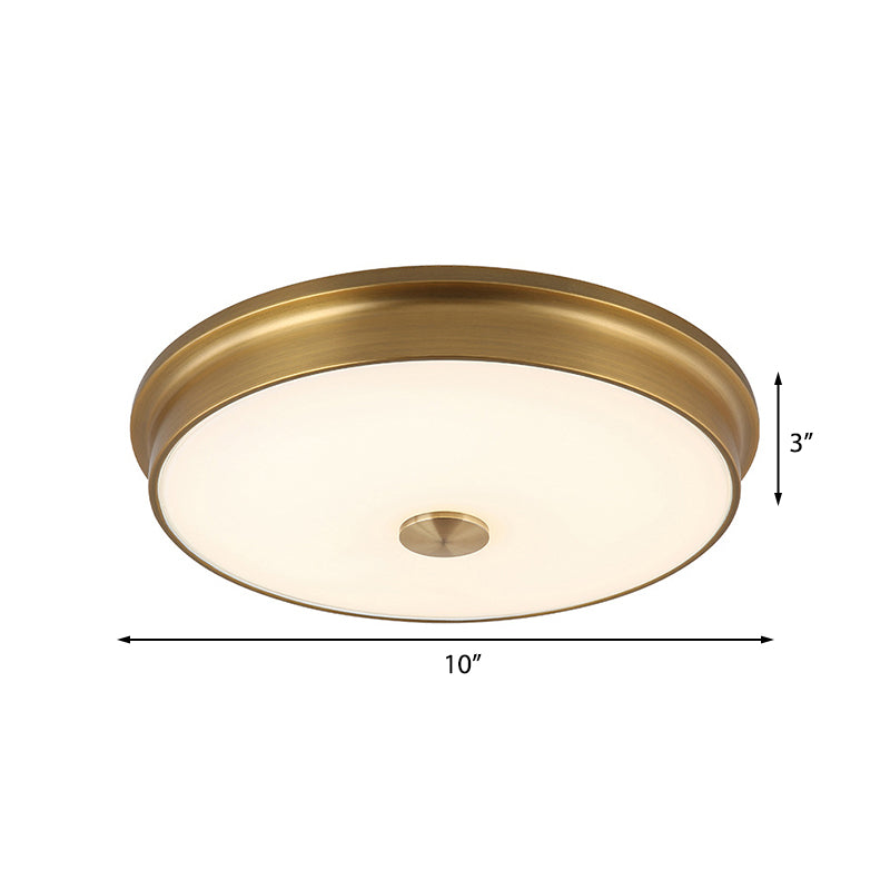 LED Drum Flush Mount Verlichting Traditionele Witte Glas Plafond Montage Fixture voor Woonkamer in Warm/Wit Licht, 10"/12.5"/16.5" W