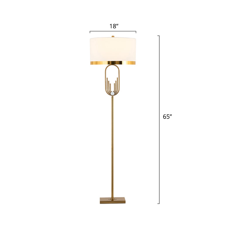 Stofftrommel Stehlampe Vintage Single-Bulb Wohnzimmer Stehlicht in Messing