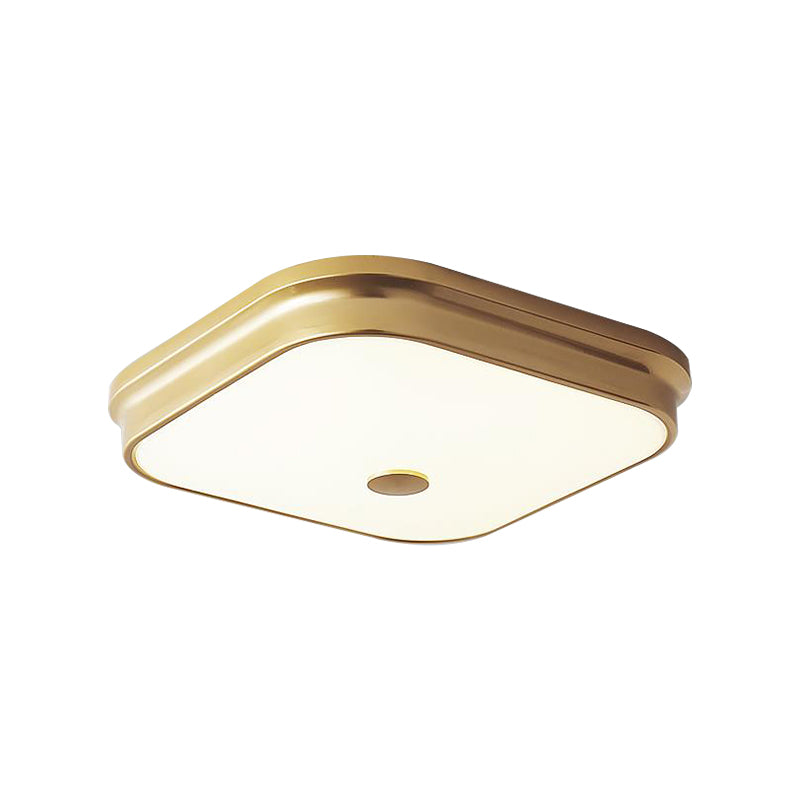 Illuminazione da incasso a LED Lampada da soffitto tradizionale quadrata in vetro smerigliato in nero/oro per soggiorno, 11"/15"/19,5" W