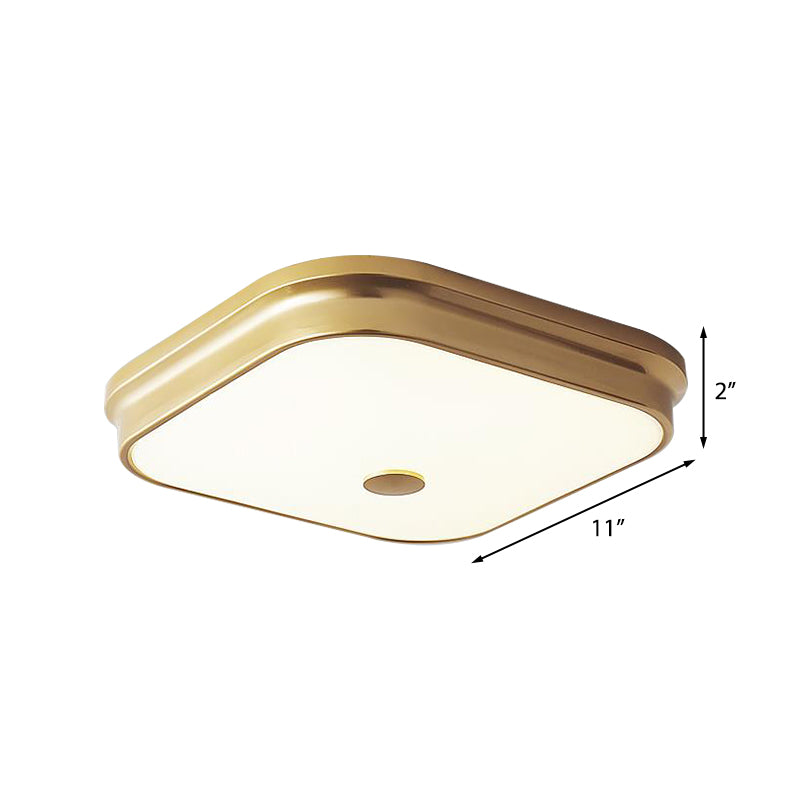 Illuminazione da incasso a LED Lampada da soffitto tradizionale quadrata in vetro smerigliato in nero/oro per soggiorno, 11"/15"/19,5" W