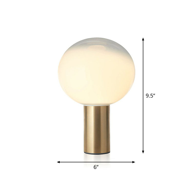 Fading White Glass Ball Table Lamp Simple Creative 1-Light Gold Finish Nightstand Light