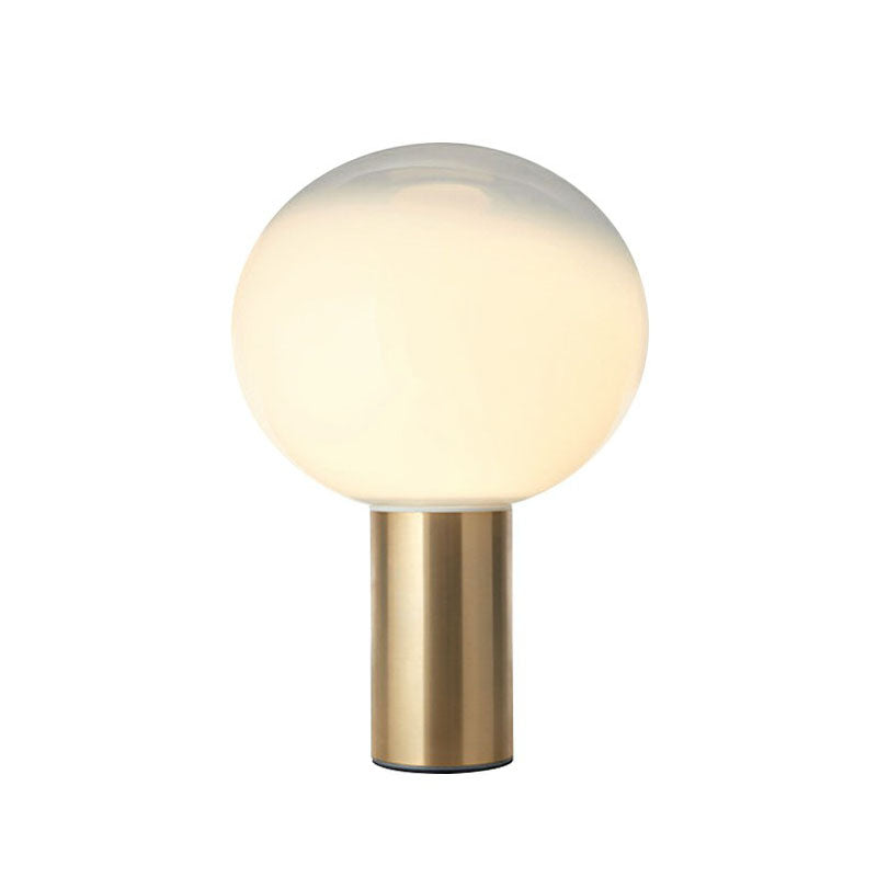 Fading White Glass Ball Table Lamp Simple Creative 1-Light Gold Finish Nightstand Light