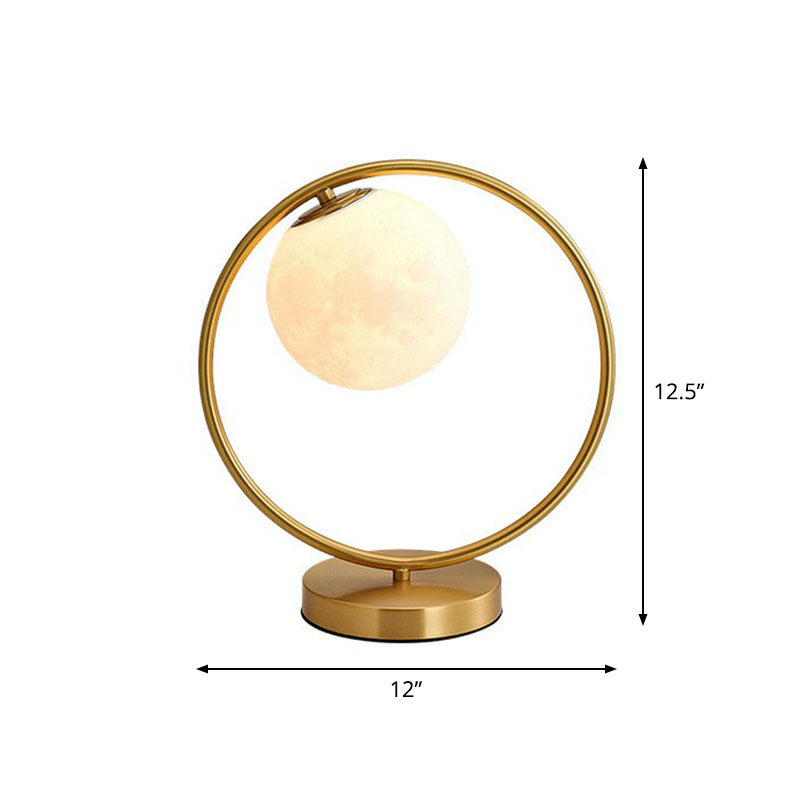 Lámpara de mesa de dorada para el soporte de la bola de vidrio opalino para el dormitorio