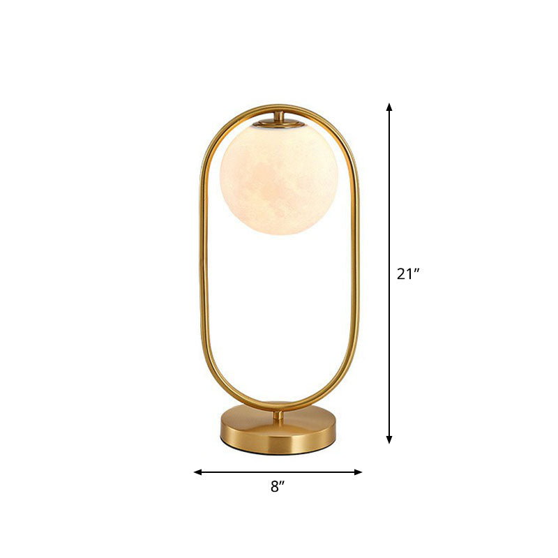 Lámpara de mesa de dorada para el soporte de la bola de vidrio opalino para el dormitorio