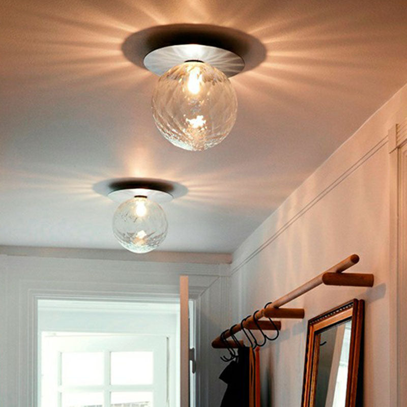1 lámpara de techo de pasillo de bulbo iluminación moderna de montaje semi descarga con sombra de vidrio de bola
