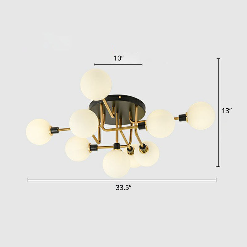 Bubbles Semi Flush Mount Lighting Modern Glass Black Finish Ceiling Fixture for Bedroom