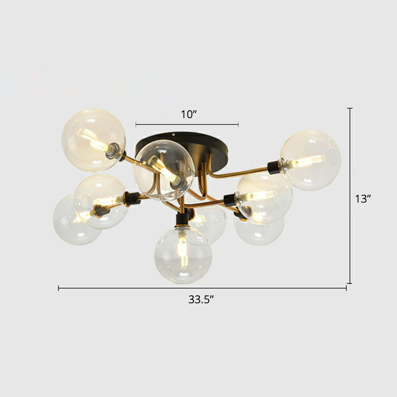 Bubbles Semi Flush Mount Lighting Modern Glass Black Finish Ceiling Fixture for Bedroom