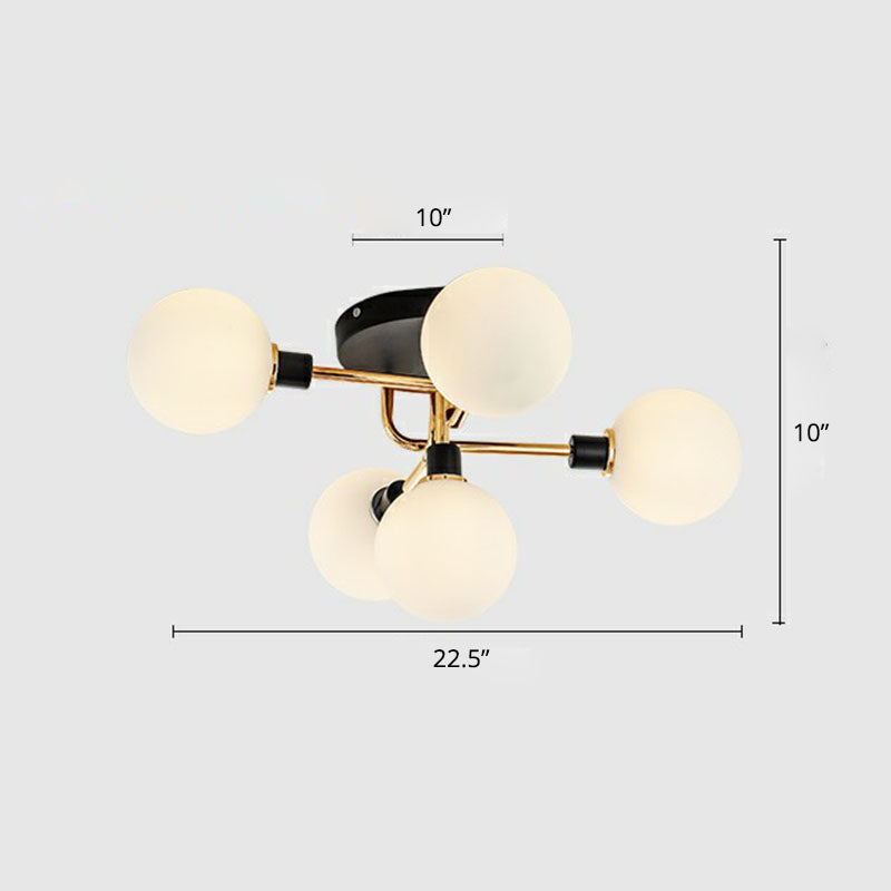 Bubbles Semi Flush Mount Lighting Modern Glass Black Finish Ceiling Fixture for Bedroom