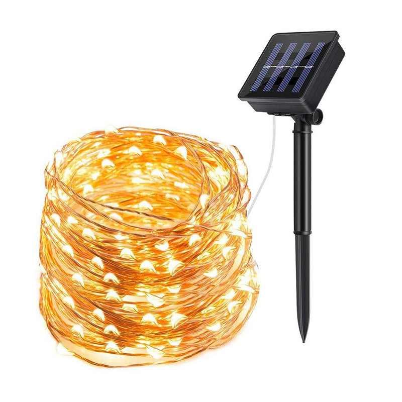 Copper Wire LED Fairy Lamp Artistic 16.4ft 50 Bulbs Solar String Lighting in Orange for Outdoor