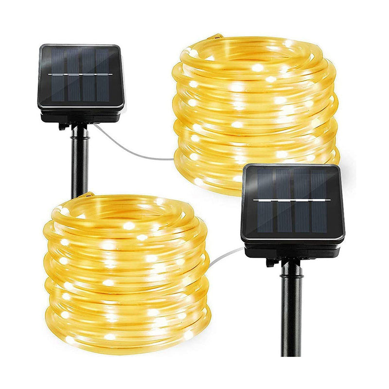 Modern Tube LED Fairy Light Plastic 50 Heads 23ft Courtyard Solar Powered String Lighting in Clear