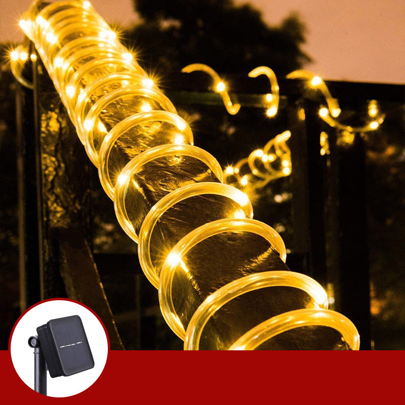 Modern Tube LED Fairy Light Plastic 50 Heads 23ft Courtyard Solar Powered String Lighting in Clear