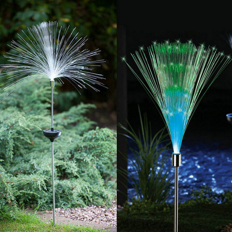 Optical Fiber Outdoor LED Lawn Light Plastic Decorative Solar Landscape Lighting in Clear, 2 Pcs