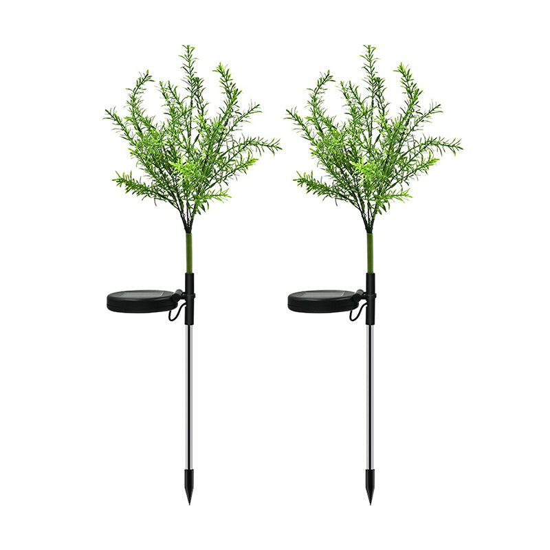 2 Pcs Plastic Tree Solar Ground Light Art Decor Green LED Stake Lighting for Courtyard