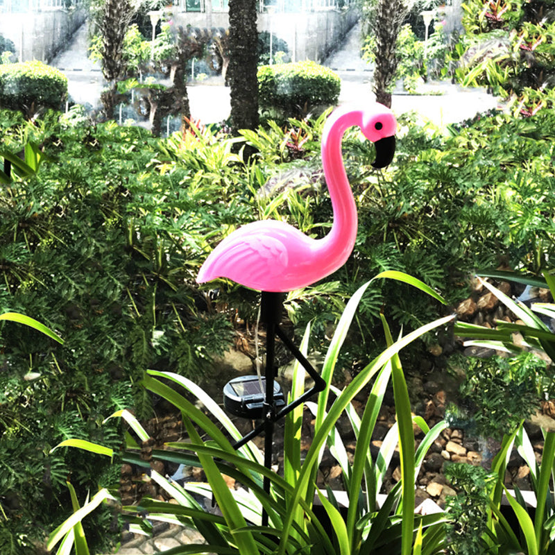 1 Pc Flamingo Shaped Solar Ground Lighting Contemporary Plastic Pink LED Landscape Light