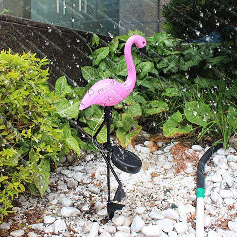 1 Pc Flamingo Shaped Solar Ground Lighting Contemporary Plastic Pink LED Landscape Light