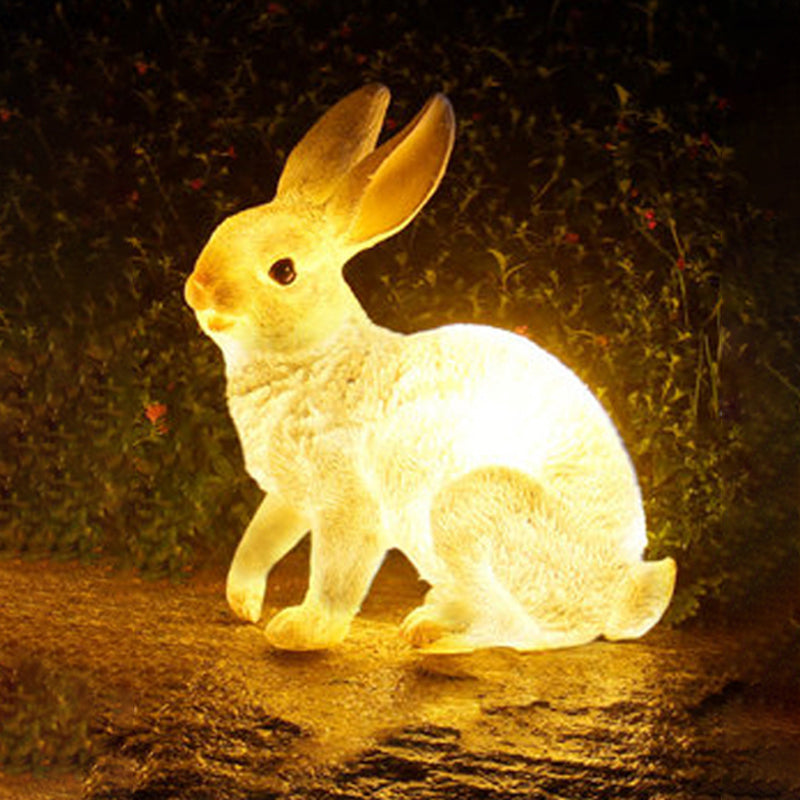 1 Piece Rabbit LED Lawn Light Minimalist Resin Courtyard Solar Ground Light in White