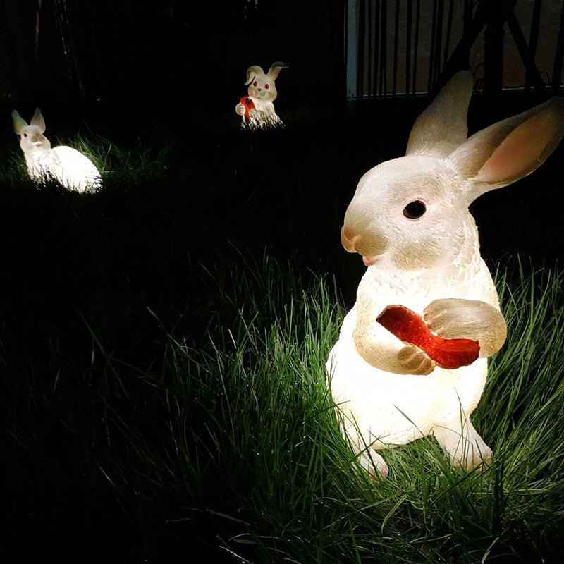 1 Piece Rabbit LED Lawn Light Minimalist Resin Courtyard Solar Ground Light in White