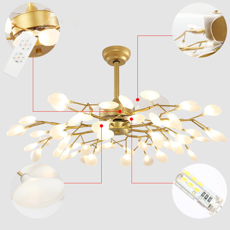 Firefly Hanging Fan Lighting Postmodern Metal Semi Flush Ceiling Light for Dining Room