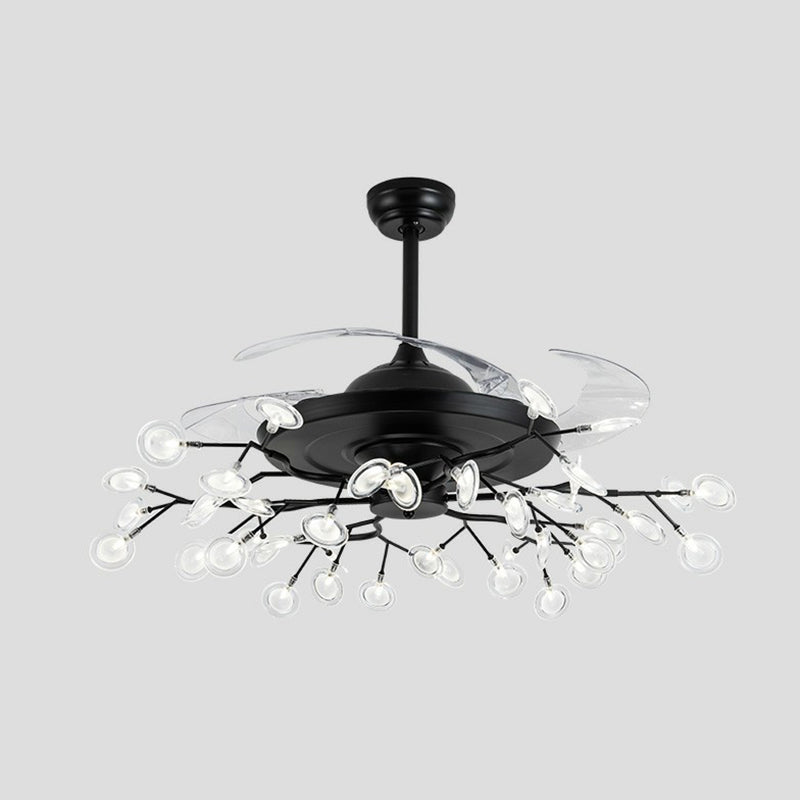 42" Wide Firefly Pendant Fan Lamp Modern Metal Dining Room Semi Flush Mount Ceiling Light