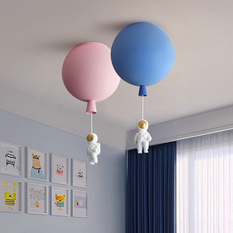 Balloon and Astronaut Ceiling Lamp Kids Acrylic 1 Head Bedroom Pendant Lighting Fixture